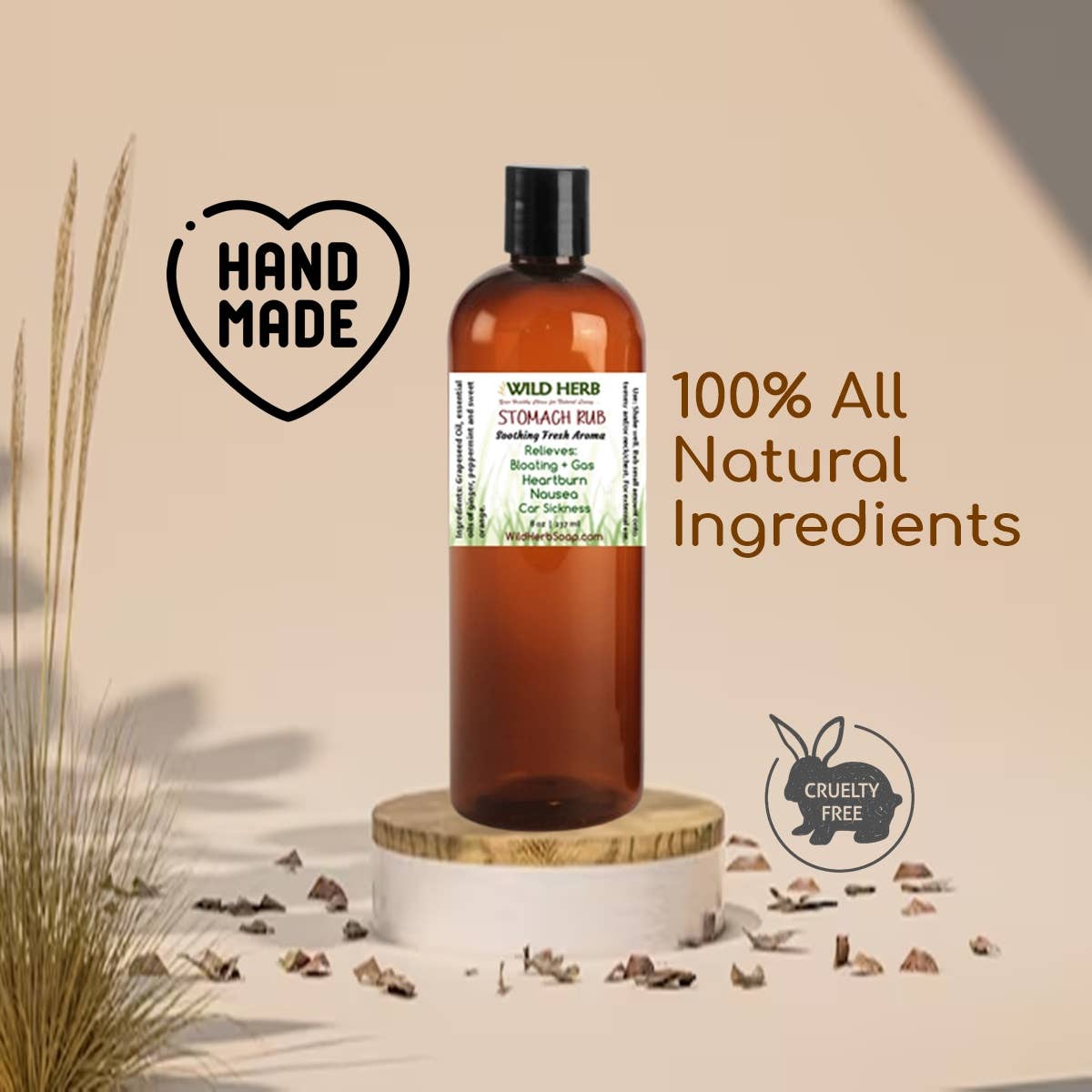 Stomach Rub: All Natural Gas Indigestion Heartburn & Nausea