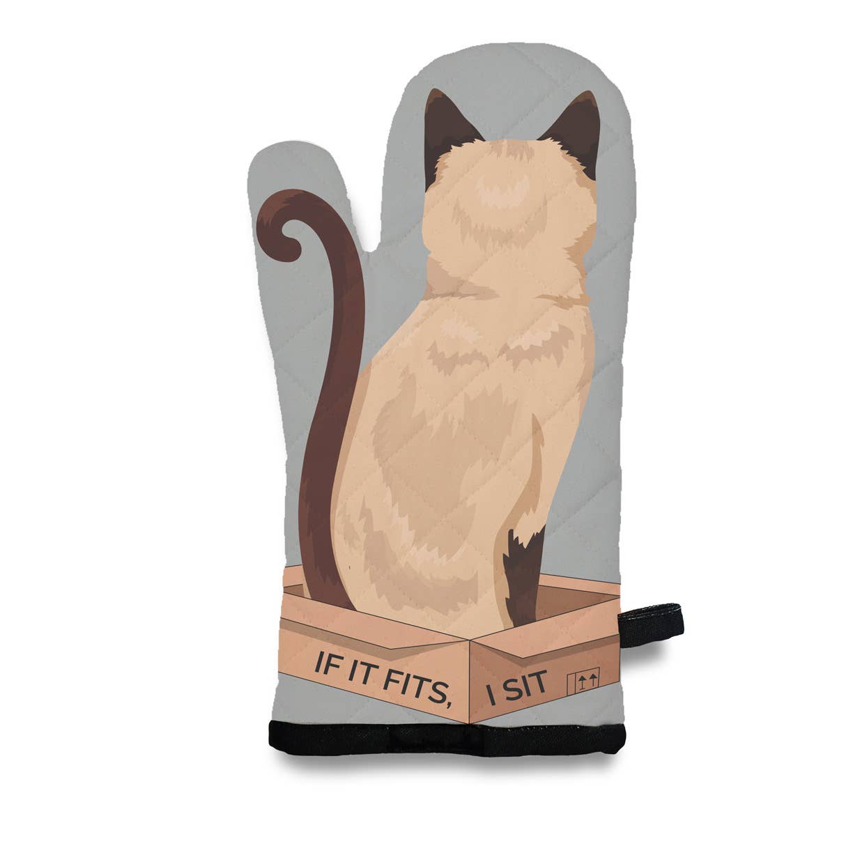 Siamese Kitty Cat  If It Fits, I Sit Oven Mitt  