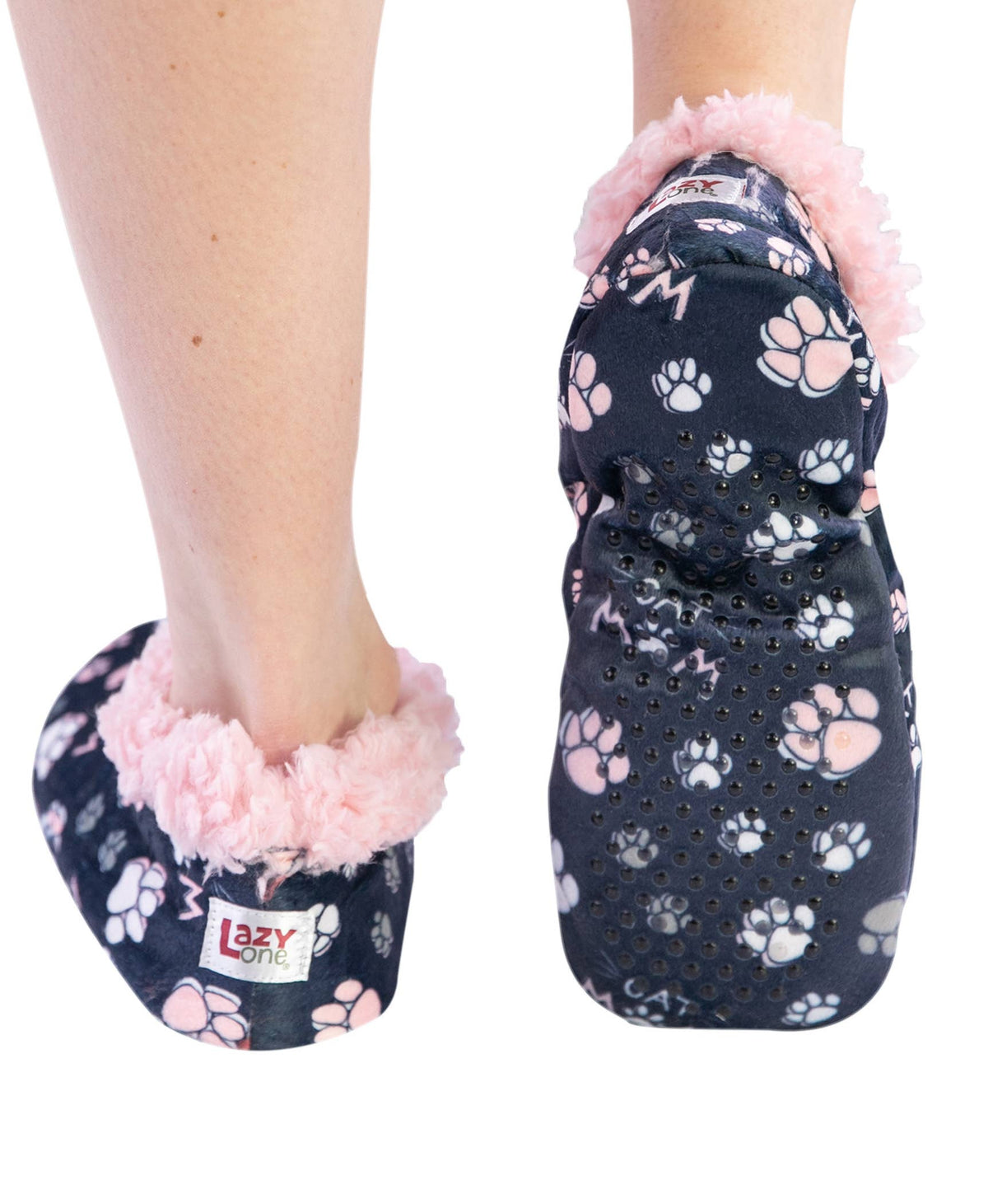 Cat Mom Paw Print Sherpa-Lined Slippers