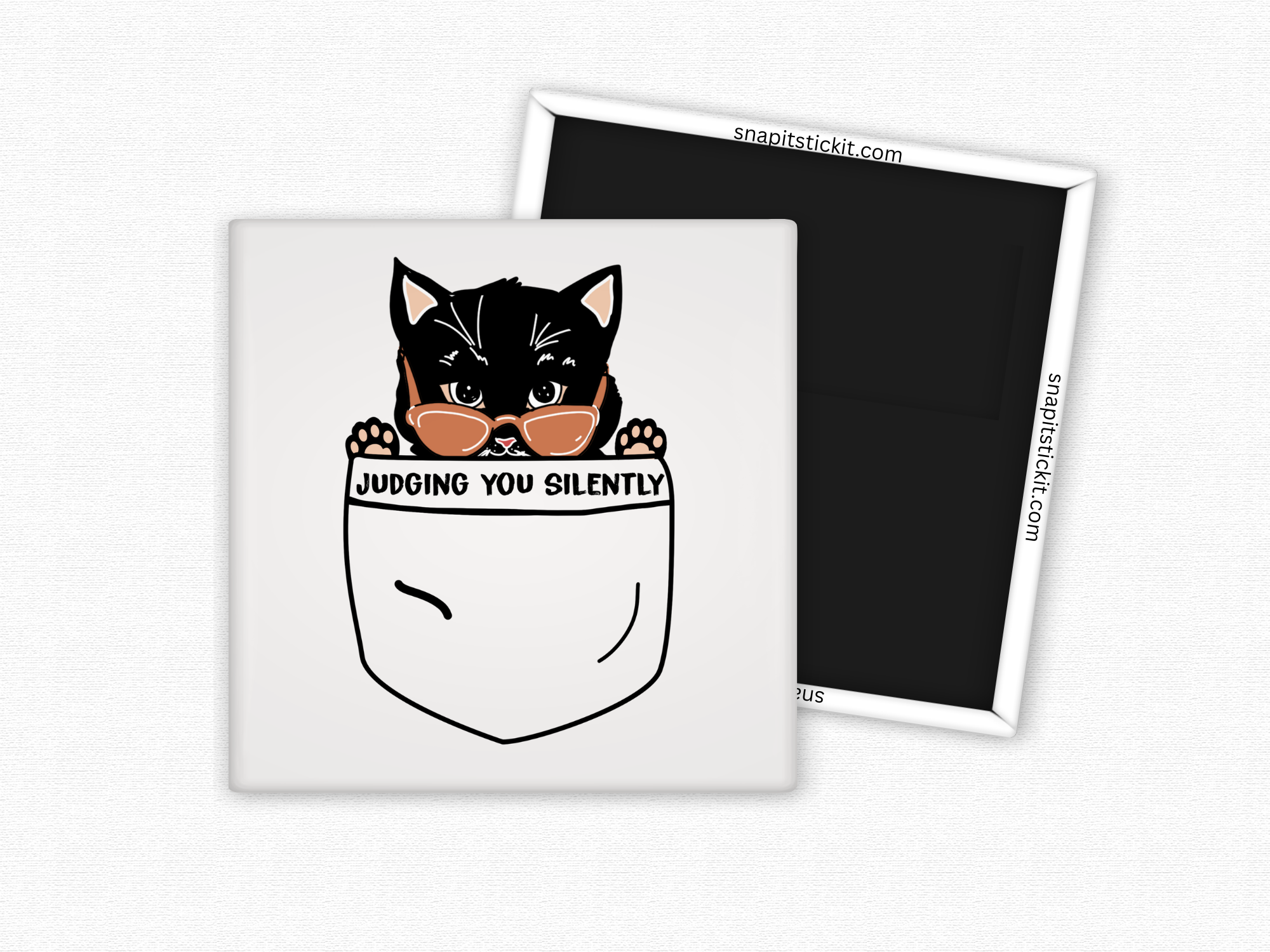 Judging You Silently - Cat Humor Square Magnet