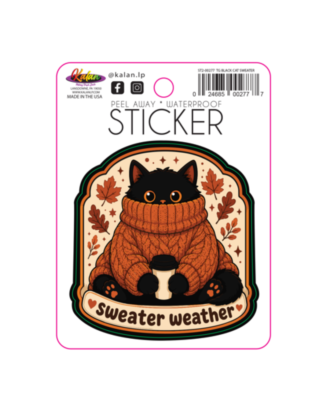 Sweater Weather Cat Fall Die Cut Sticker