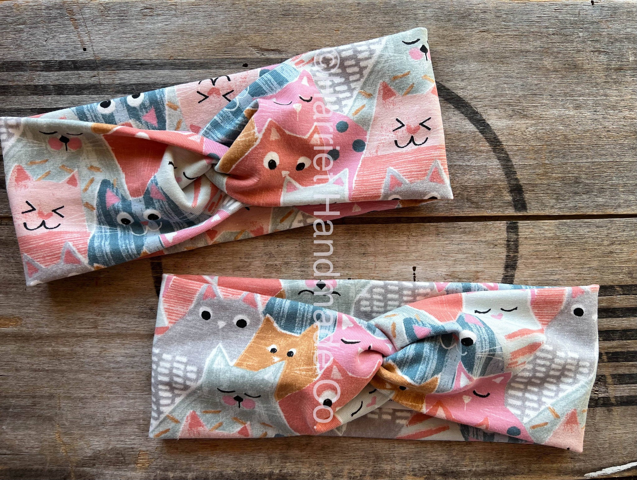 Stretchy Twist Headband Pastel Kitty Cats : Regular (~16-18