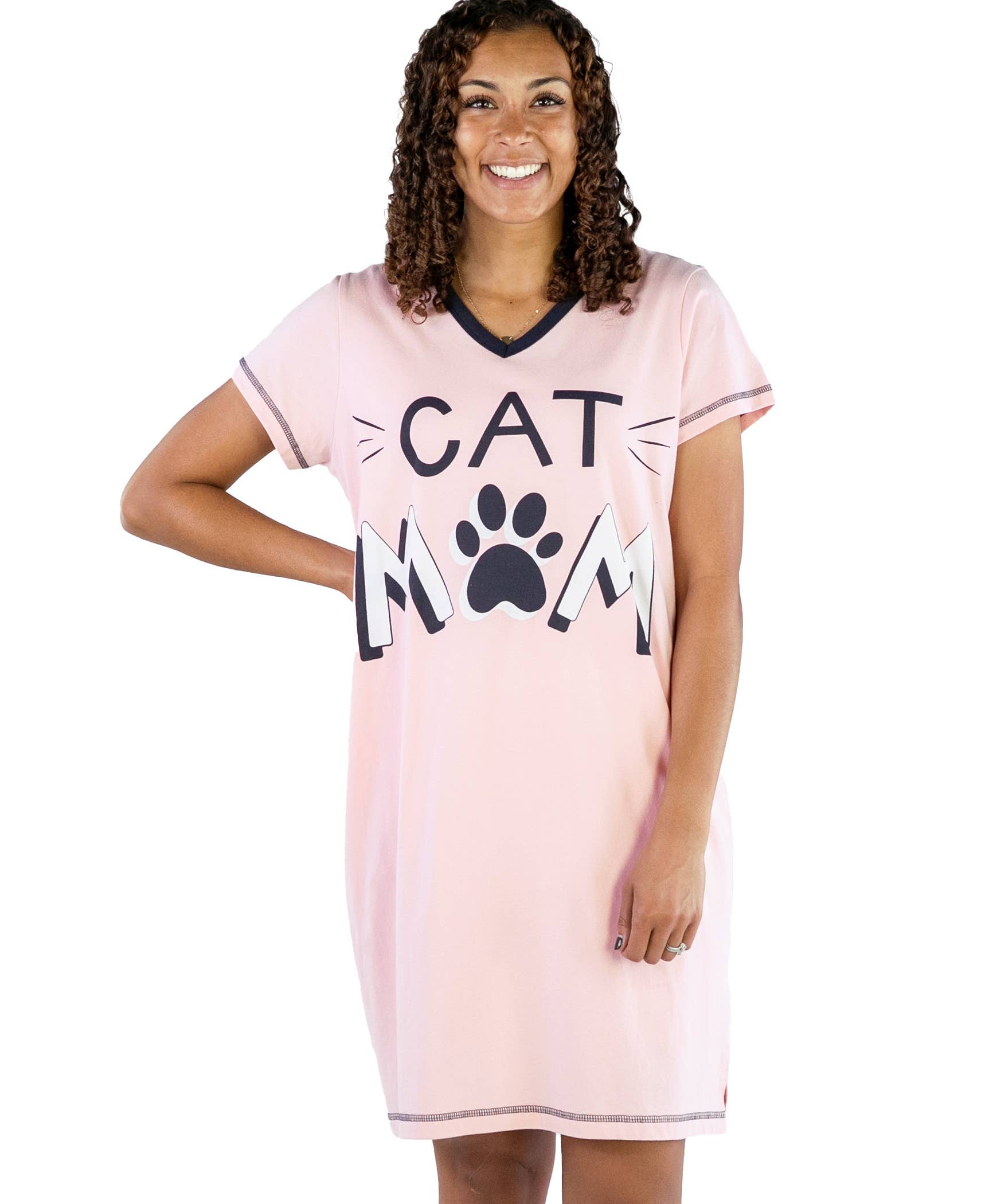 Cat Mom V-Neck Nightshirt