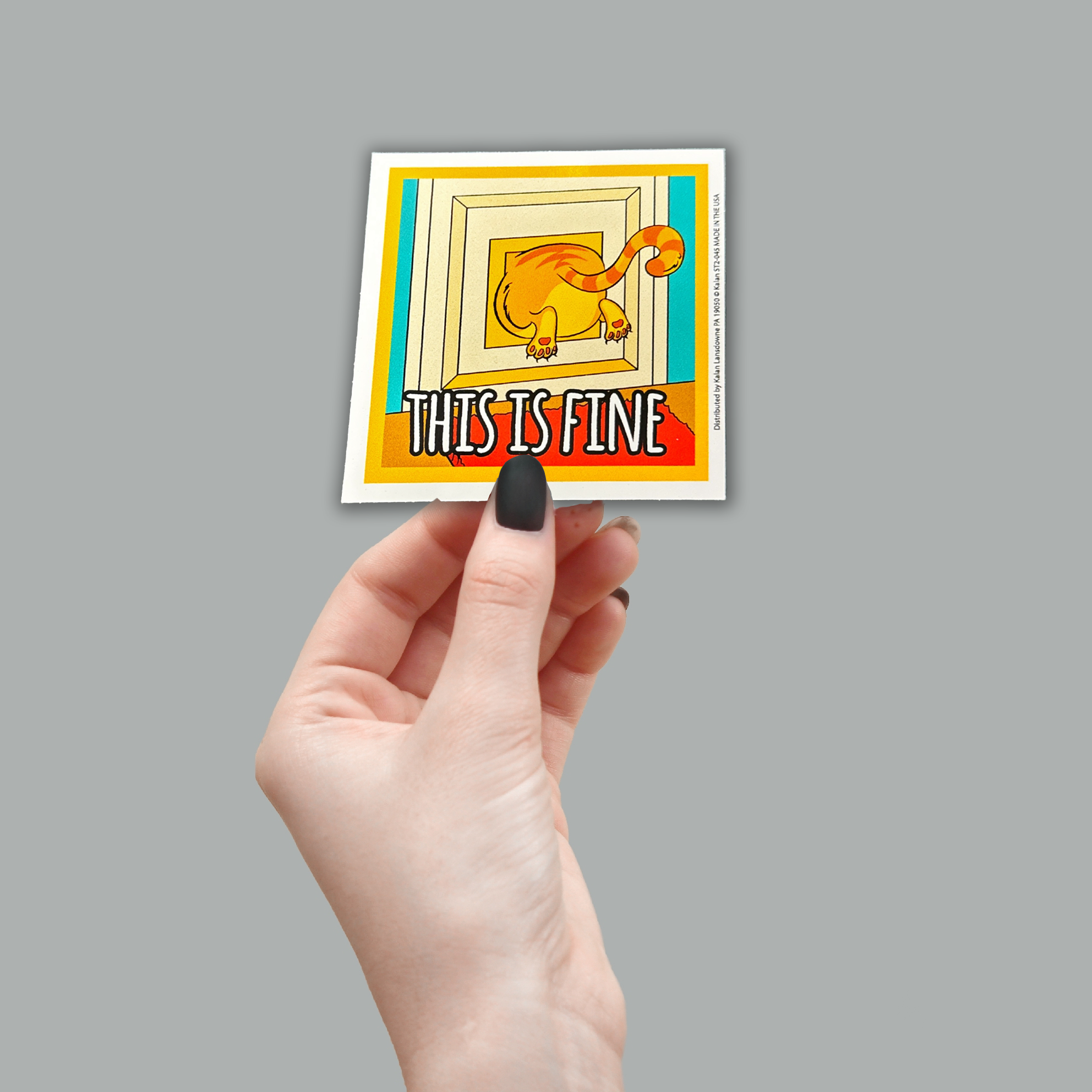 This is Fine Cat Butt Stuck In Door Die-Cut Sticker