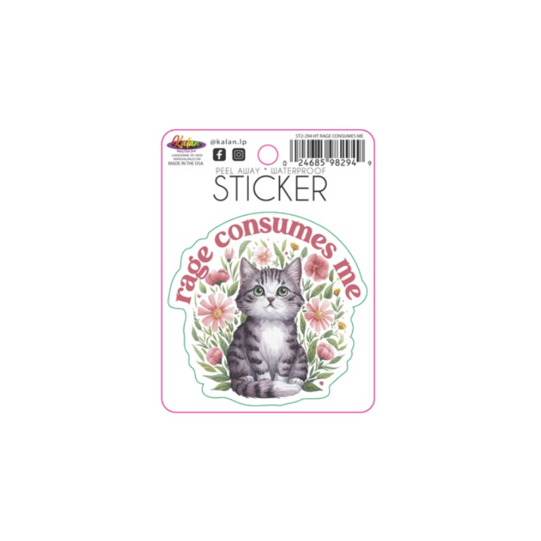 Rage Consumes Me Kitten Die Cut Sticker