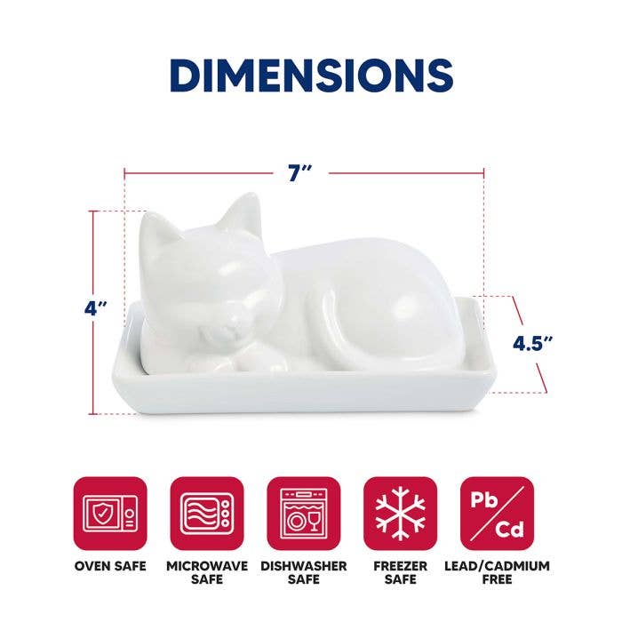 HIC Kitchen Cat Butter Dish With Lid