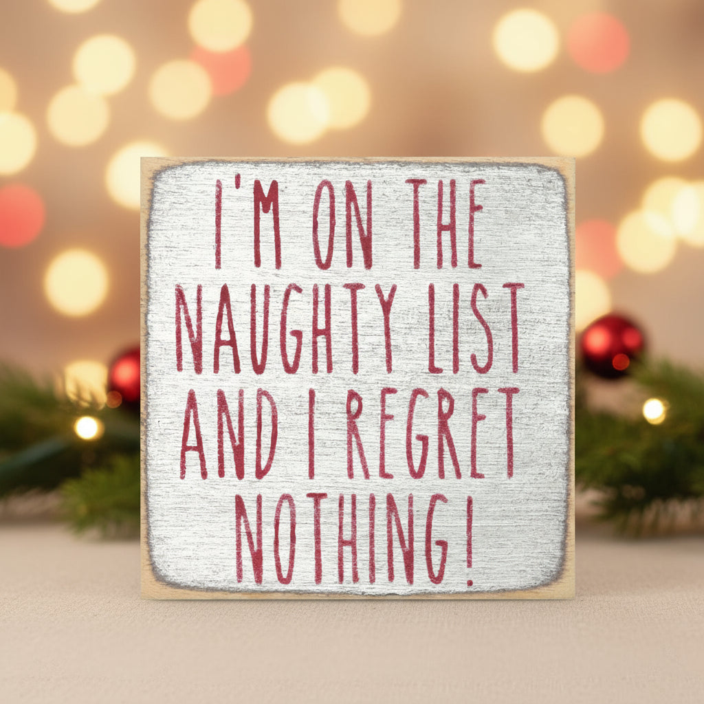 Naughty List Wooden Block Sign
