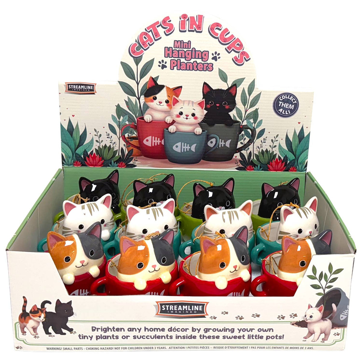 Cats In Cups Mini Hanging Planters