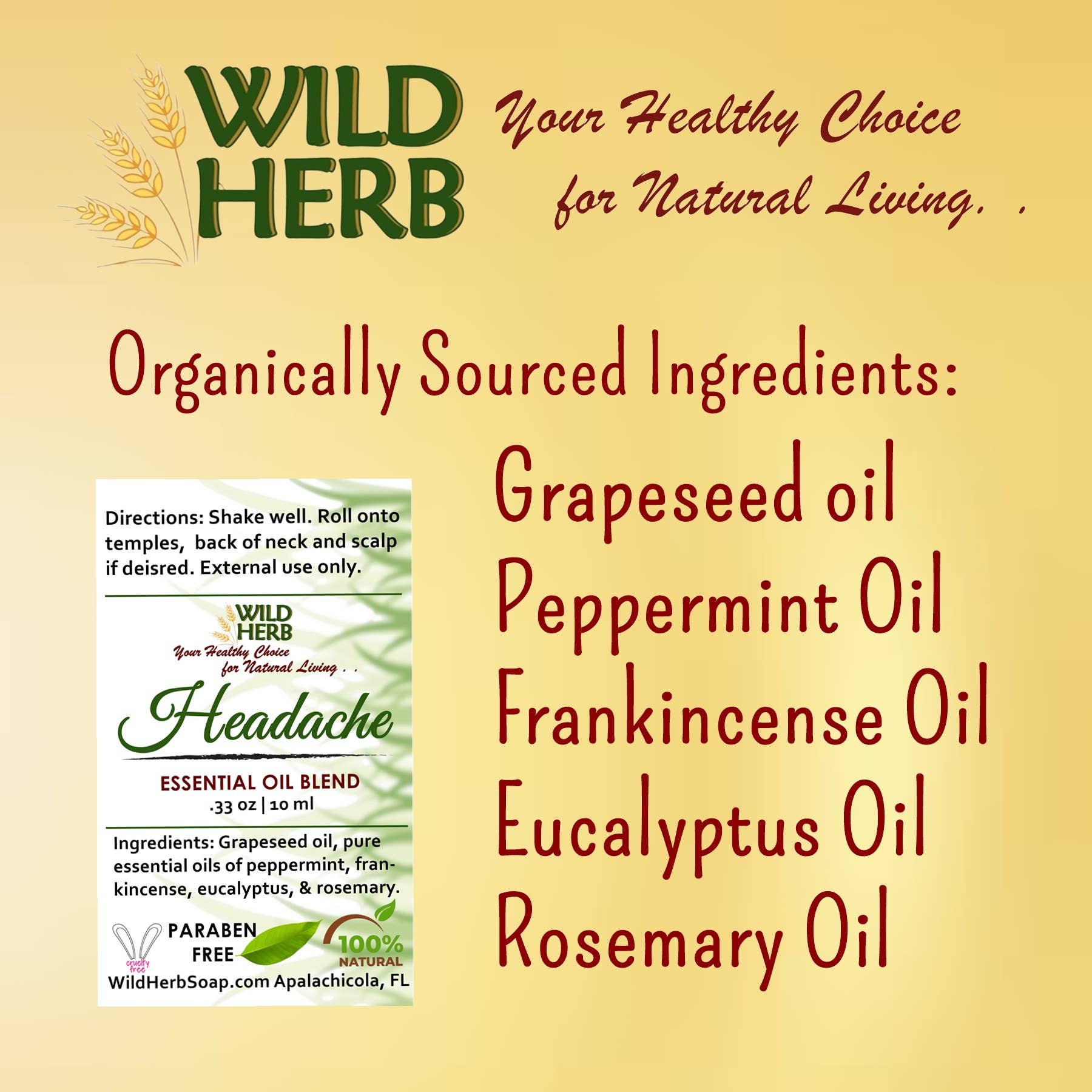 Natural Headache Relief Roller Bottle Essential Oils