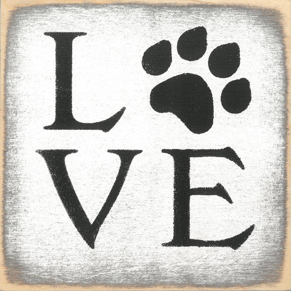 Love Paw Print Wooden Sign