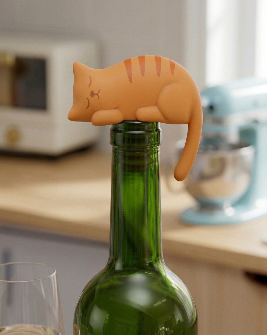 Stretch, Sip, Repeat Cat Wine Stopper