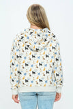 Meow Cat Print Zip Up Hoodie