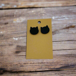 Black Cat Button Earring