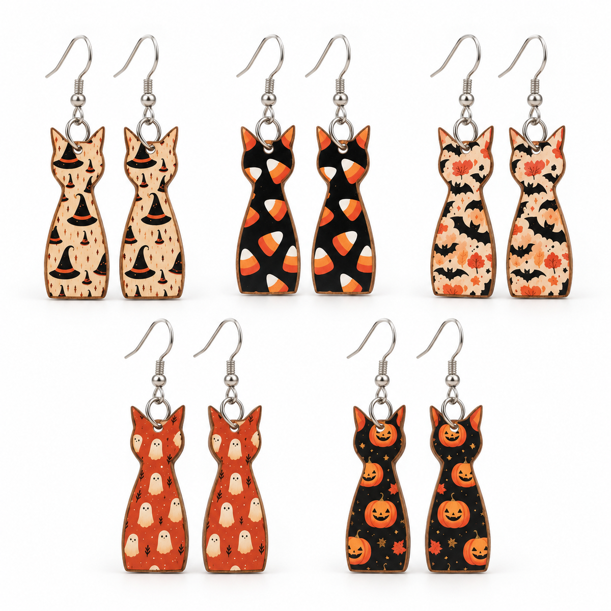 Halloween Cat Dangle Earrings