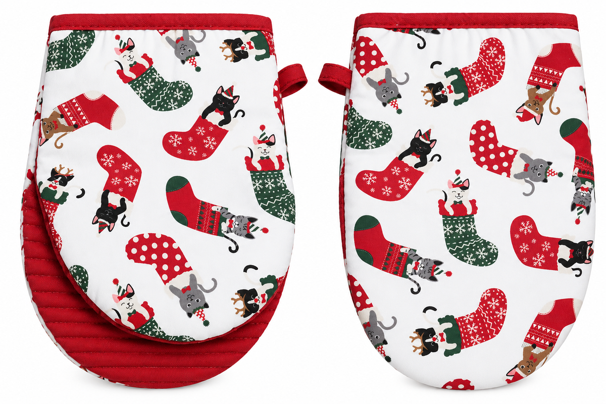Christmas Cat Stocking Oven Mitt