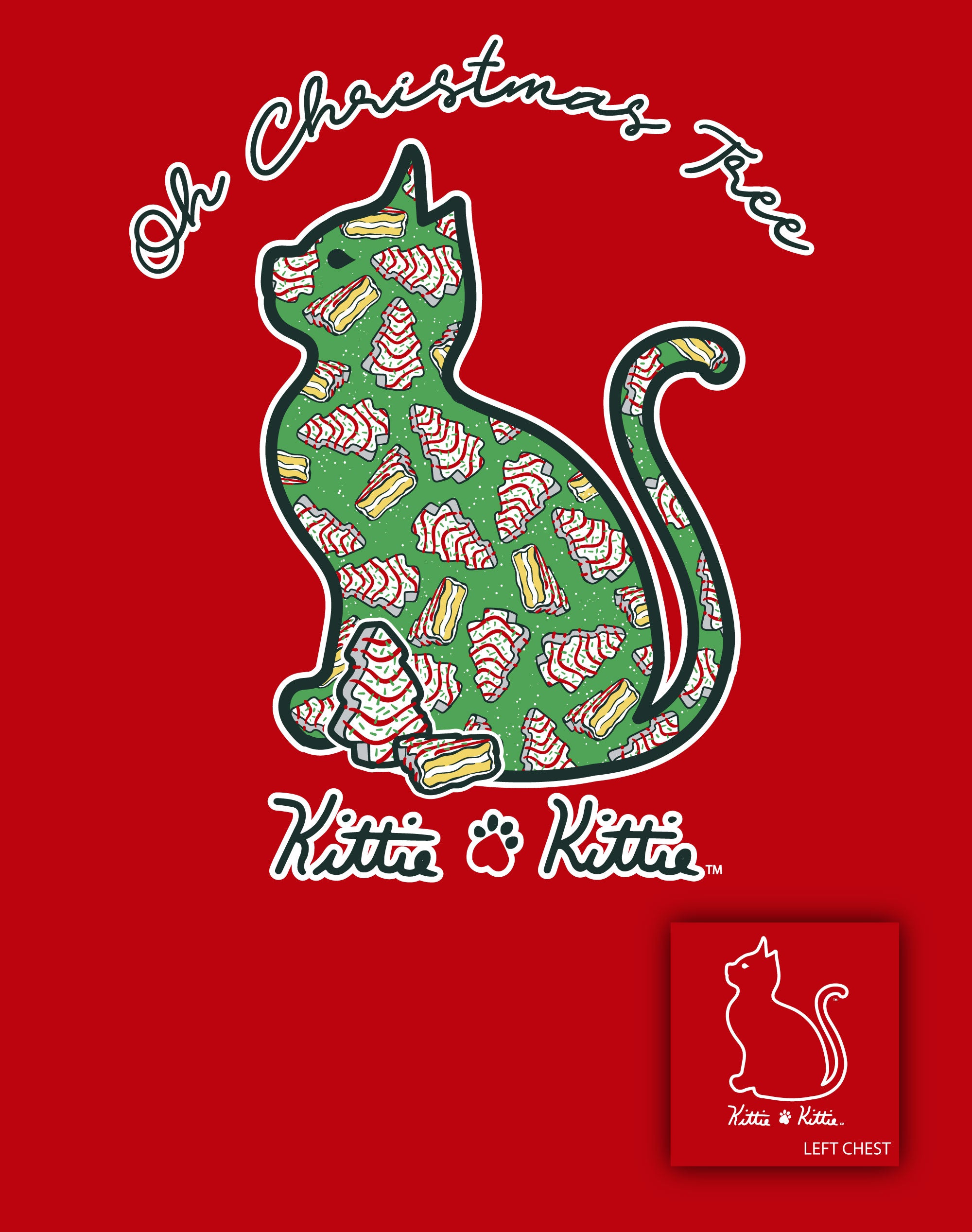Kittie Kittie Christmas Tree Treat Cats T-shirt