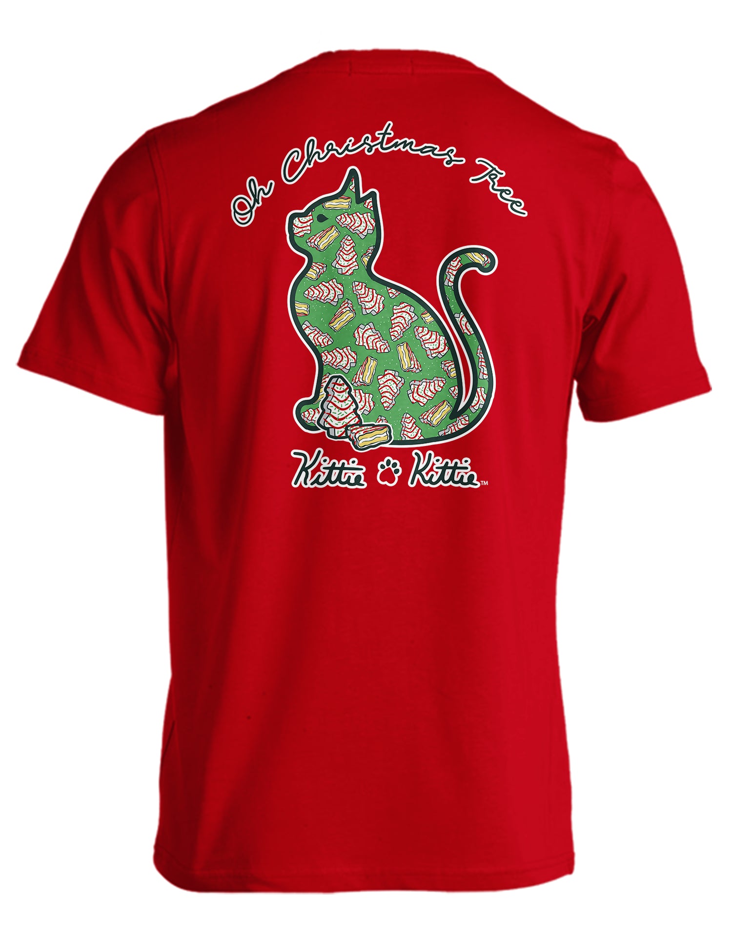 Kittie Kittie Christmas Tree Treat Cats T-shirt