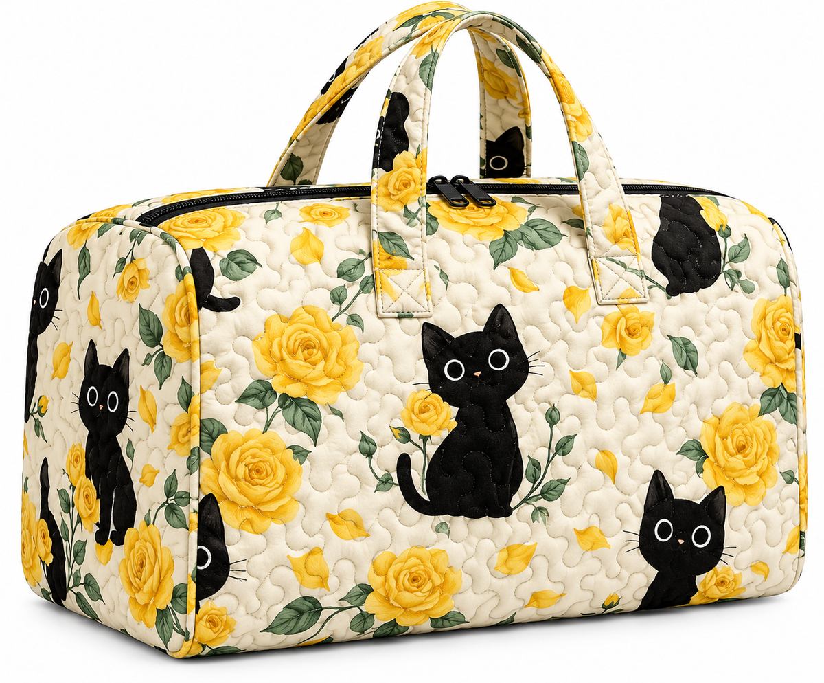 Sunshine & Whiskers Quilted Cat Weekender Bag