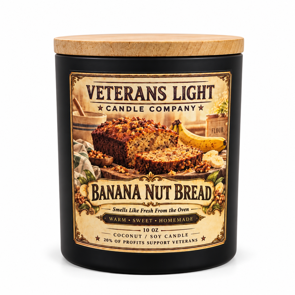 Veterans Light 10oz Candle - Banana Nut Bread Candle – candle at the Feline Community Network gift shop
