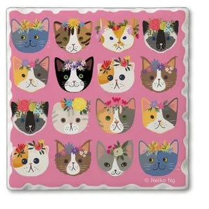 Cats with Crowns Absorbent Stone Tumbled Tile Coaster