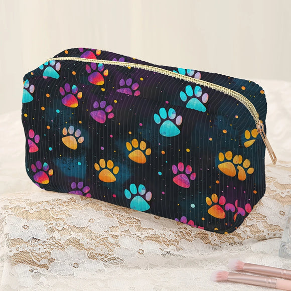 Colorful Paw Print Makeup Pouch