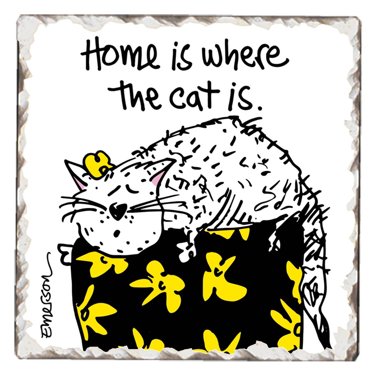Where The Cat Is Single Tumbled Tile Coaster