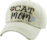 Cat Mom Washed Vintage Ballcap