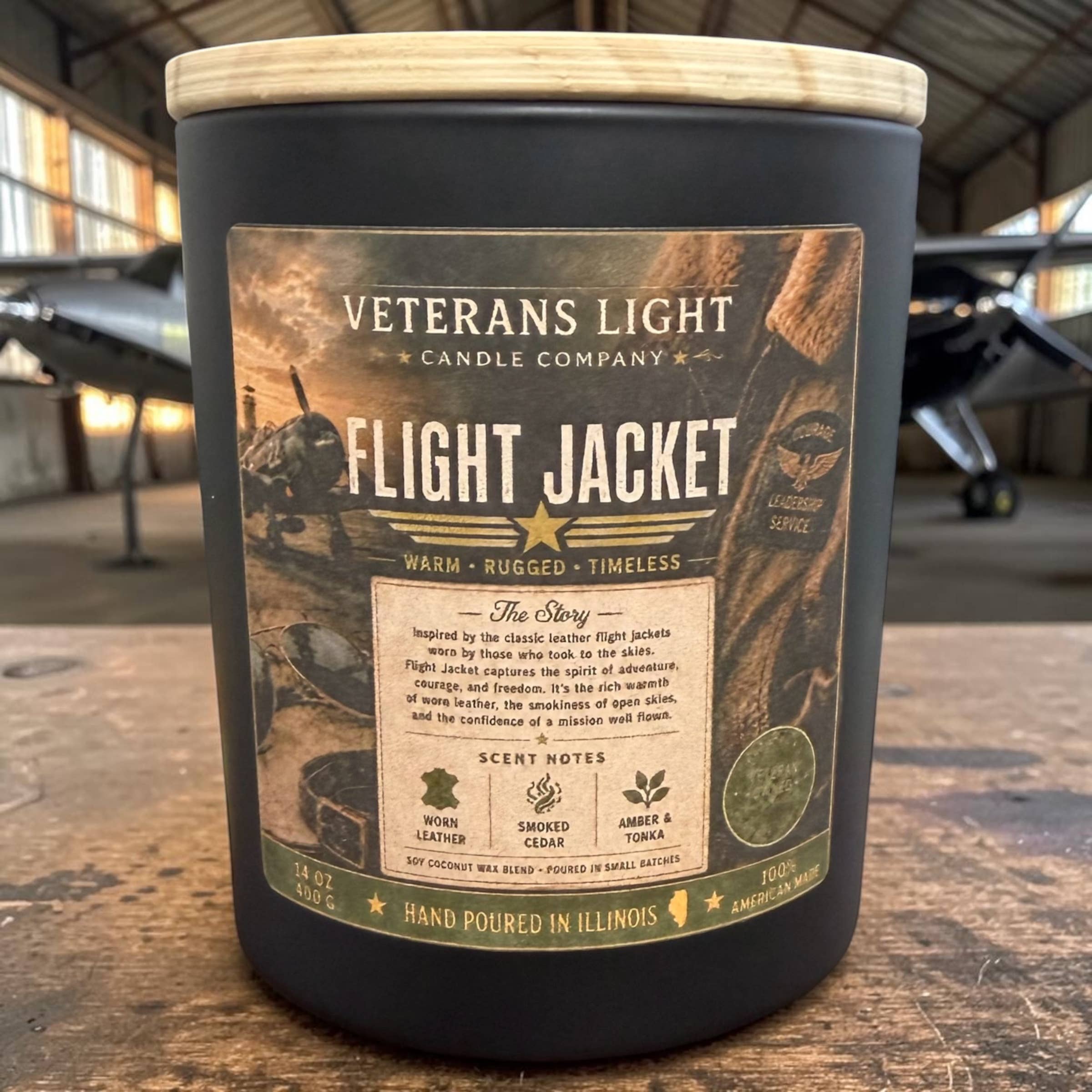 Veterans Light 10oz Candle - Flight Jacket
