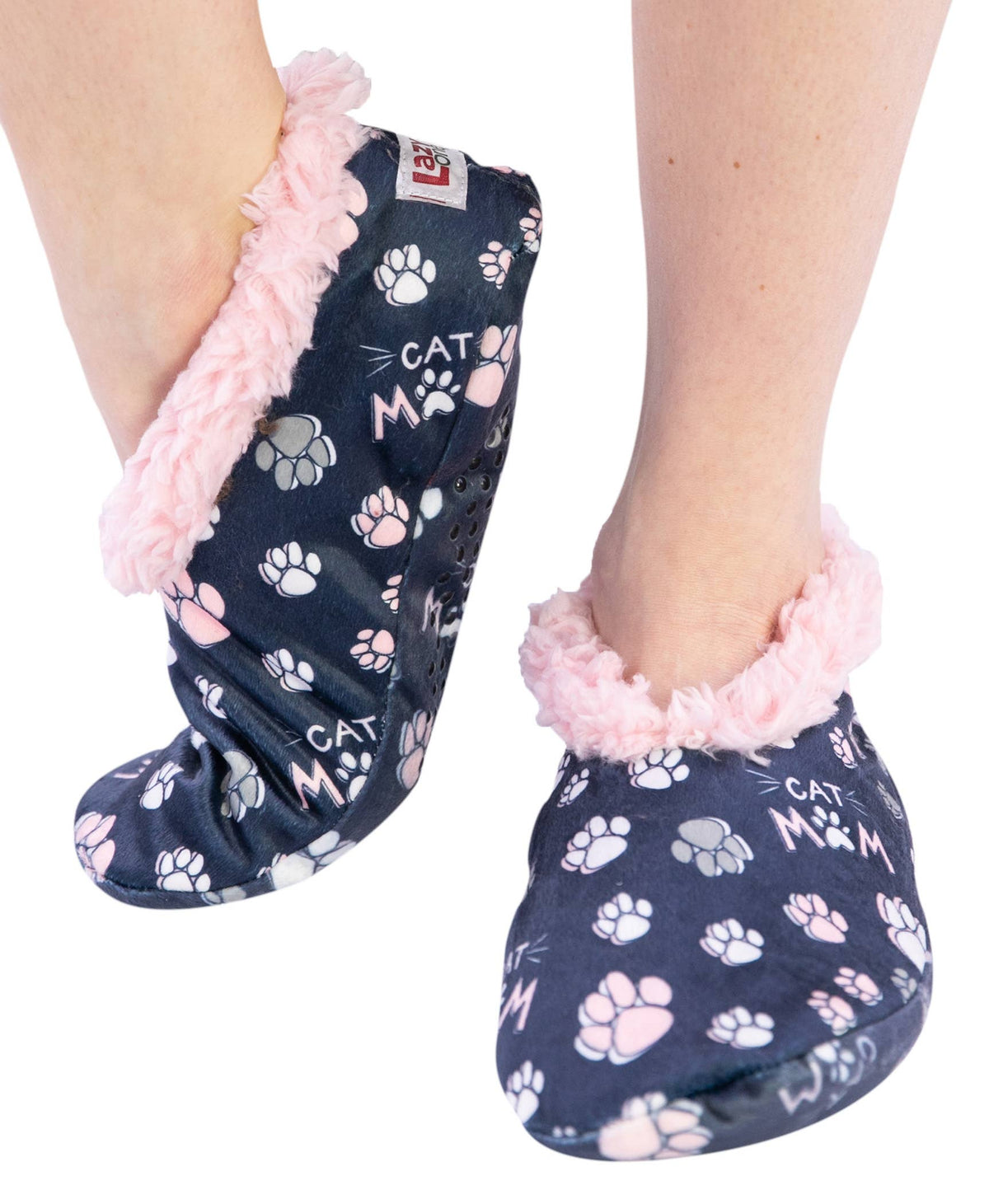 Cat Mom Paw Print Sherpa-Lined Slippers
