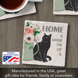 Cat Home Absorbent Stone Tumbled Tile Coaster