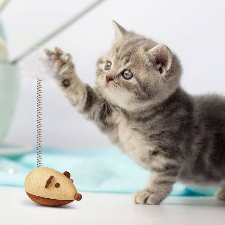 Cat Wooden Mouse Toy