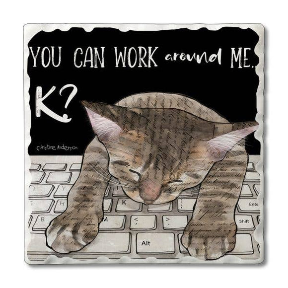 Work Around Me Absorbent Stone Tumbled Tile Coaster