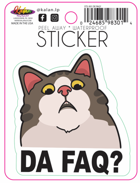 DA FAQ? Cat Die Cut Sticker