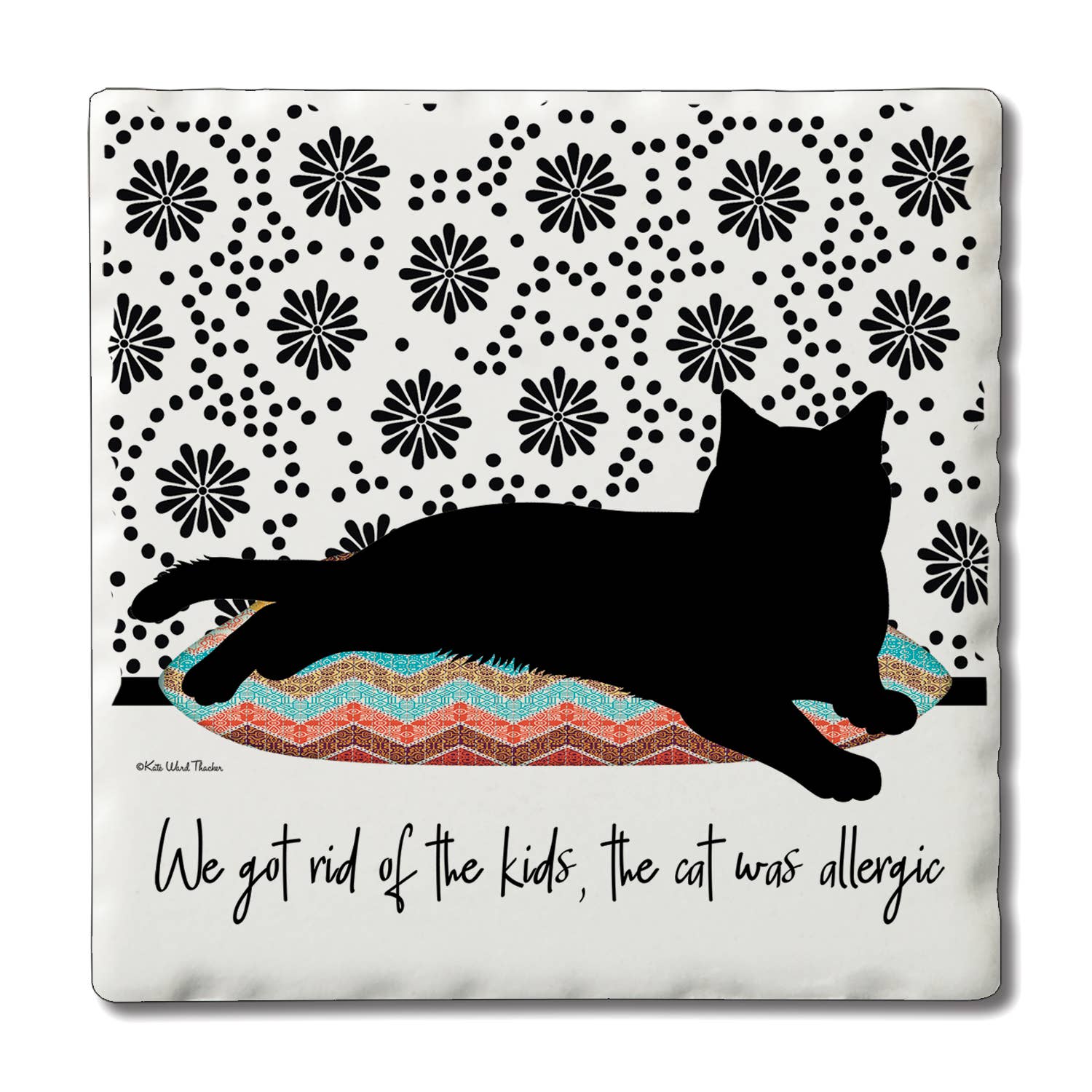 Cats Allergic Single Tumbled Tile Coaster