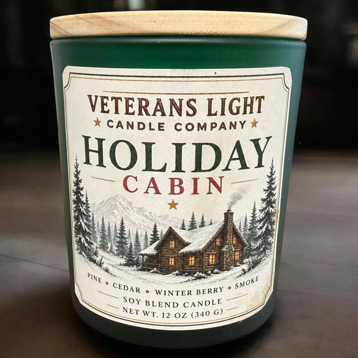 Holiday Cabin – Pine, Cedar, Winter Berry & Smoke: 10 oz – candle at the Feline Community Network gift shop