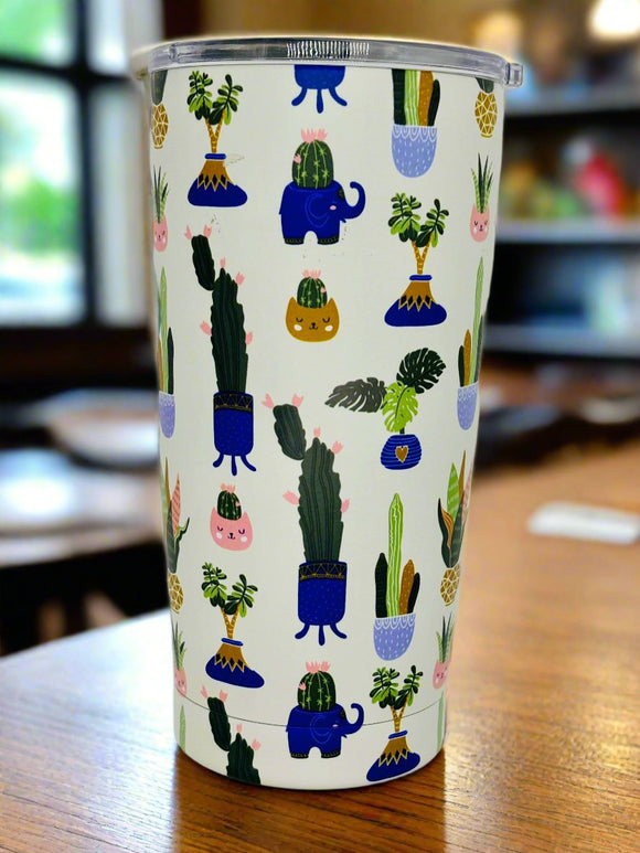 Boho Cat Faces Travel Tumbler