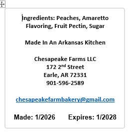 Chesapeake Farms Small-batch Peach Amaretto Jam 8oz