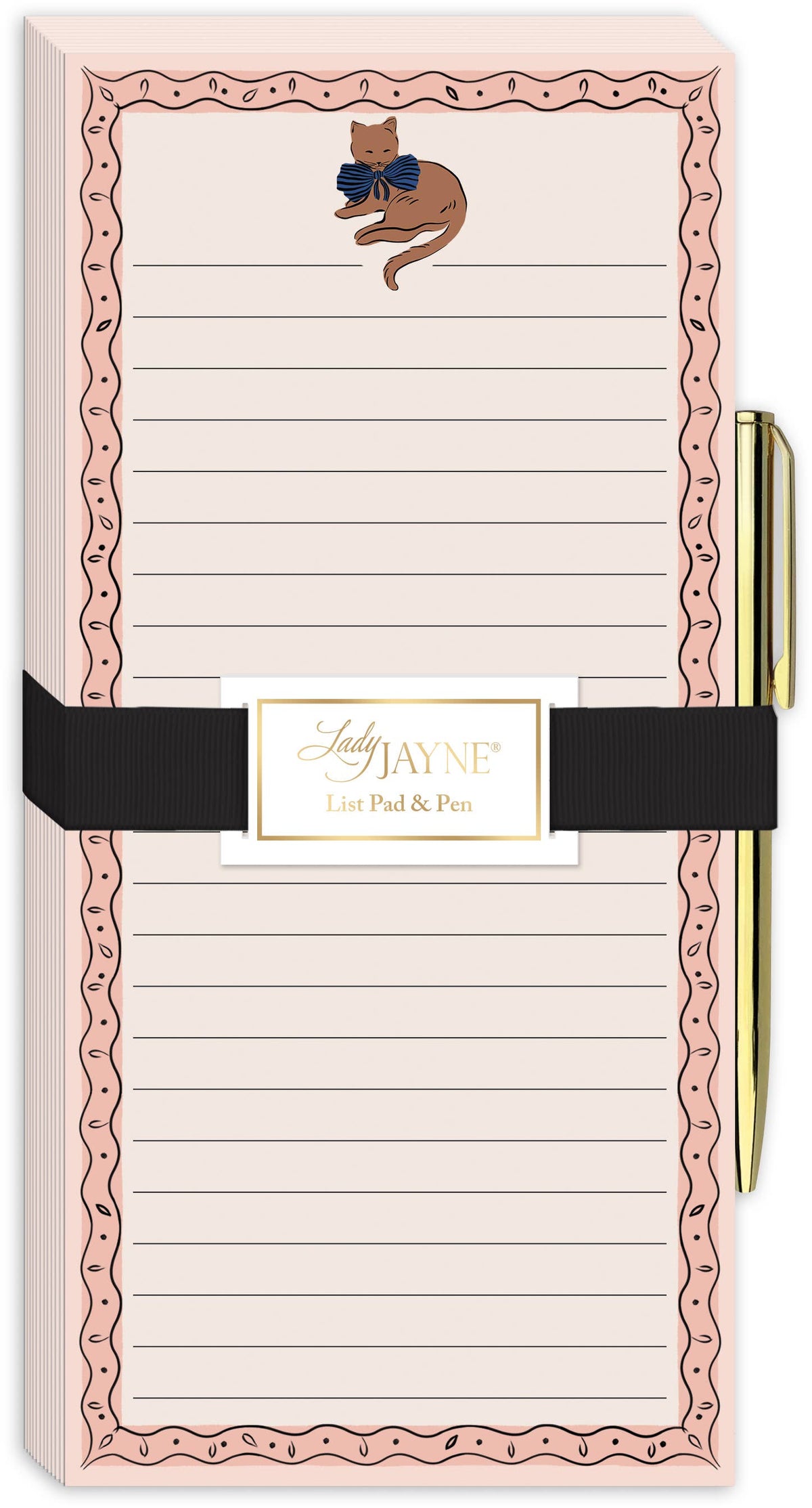 Brown Cat Magnetic List Pad With Pen