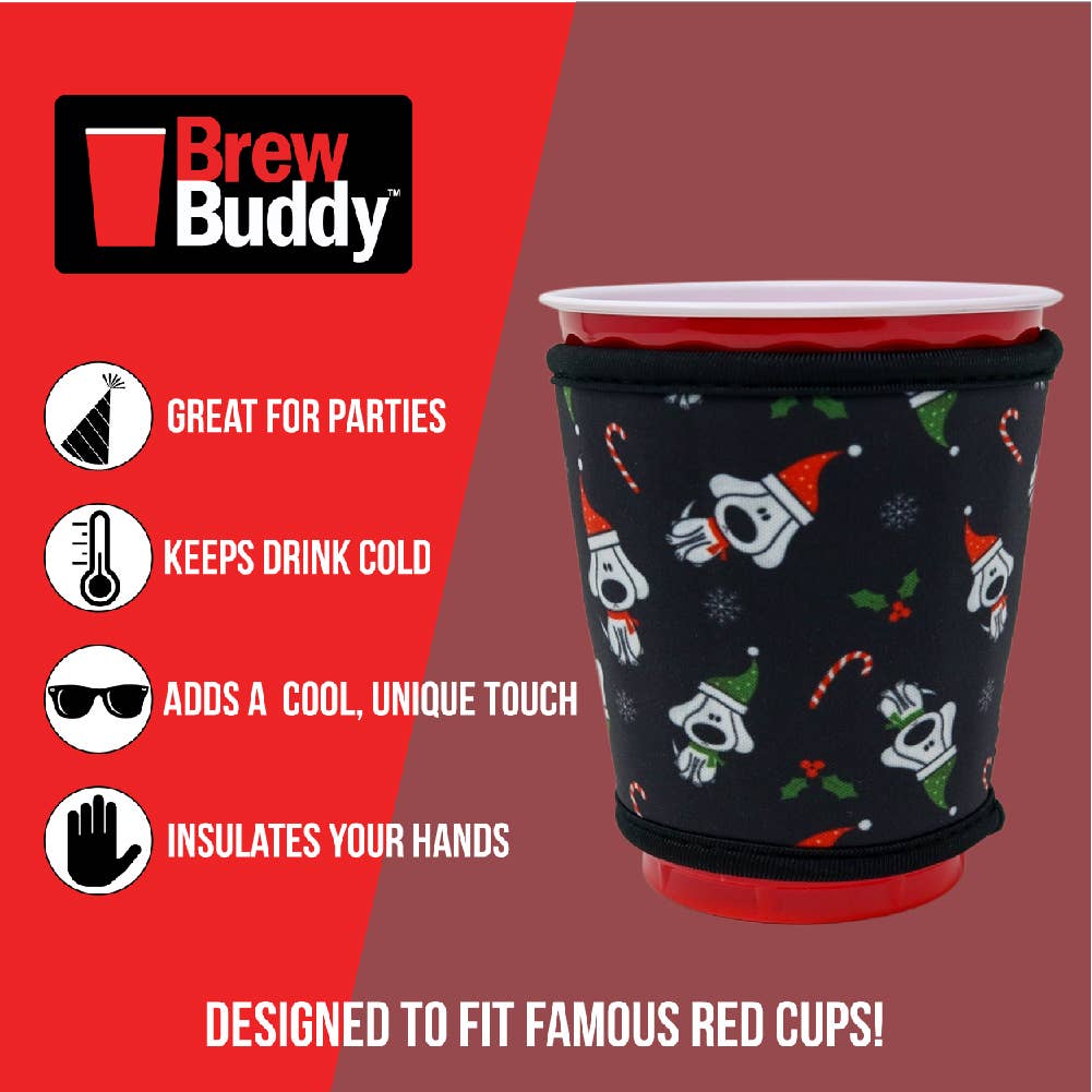 Christmas Brew Buddy Red Cup Sleeve Festive K-9