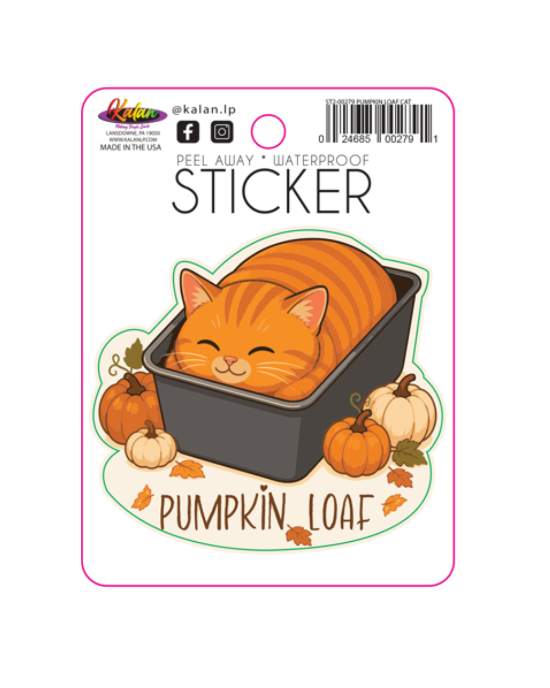 Pumpkin Loaf Orange Cat Fall Die Cut Sticker