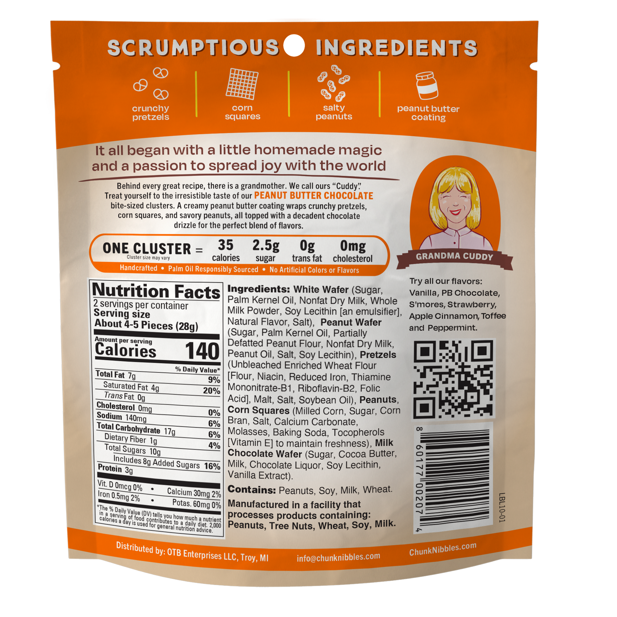 Peanut Butter Chocolate Chunk Nibbles 2oz Snack Pack