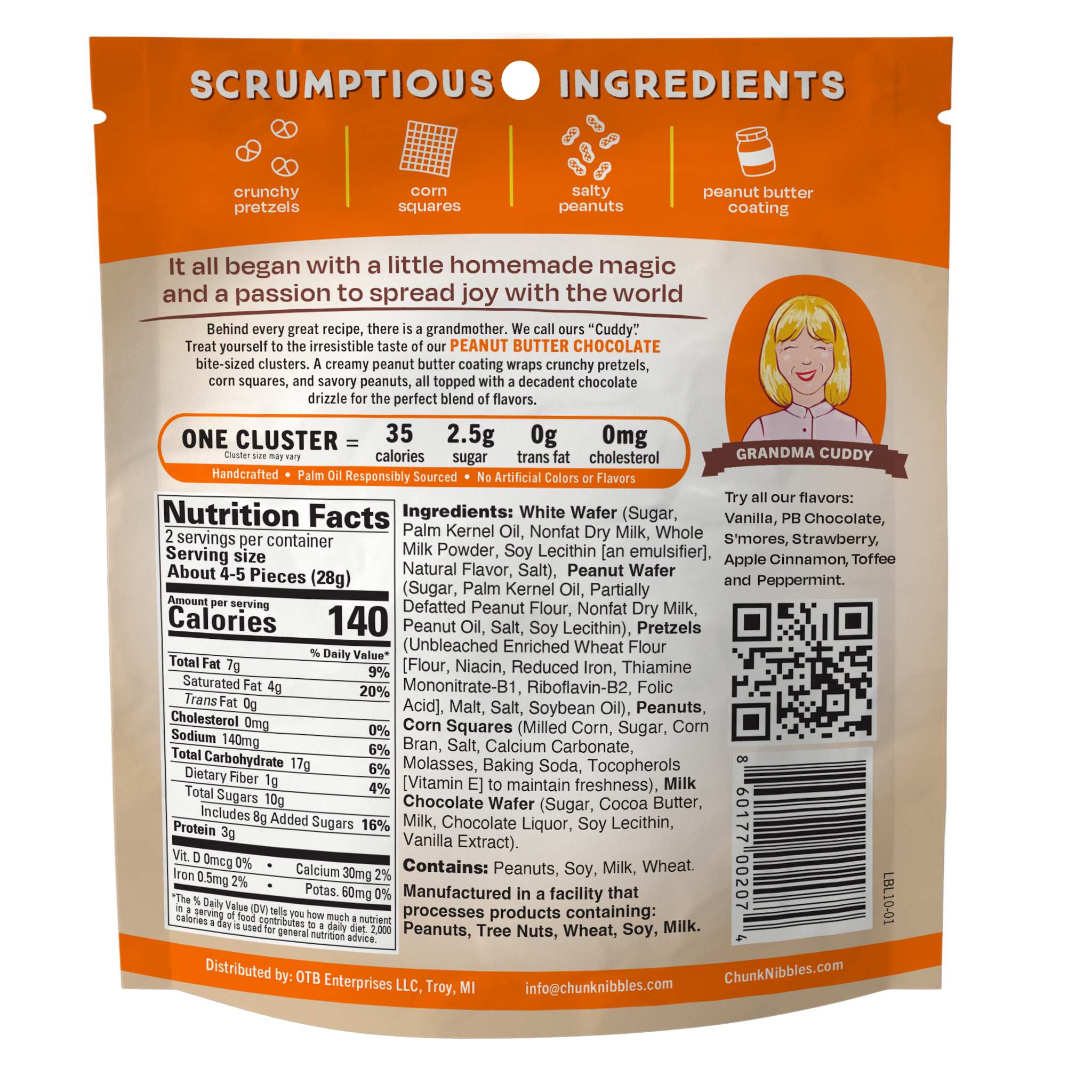 Peanut Butter Chocolate Chunk Nibbles 2oz Snack Pack