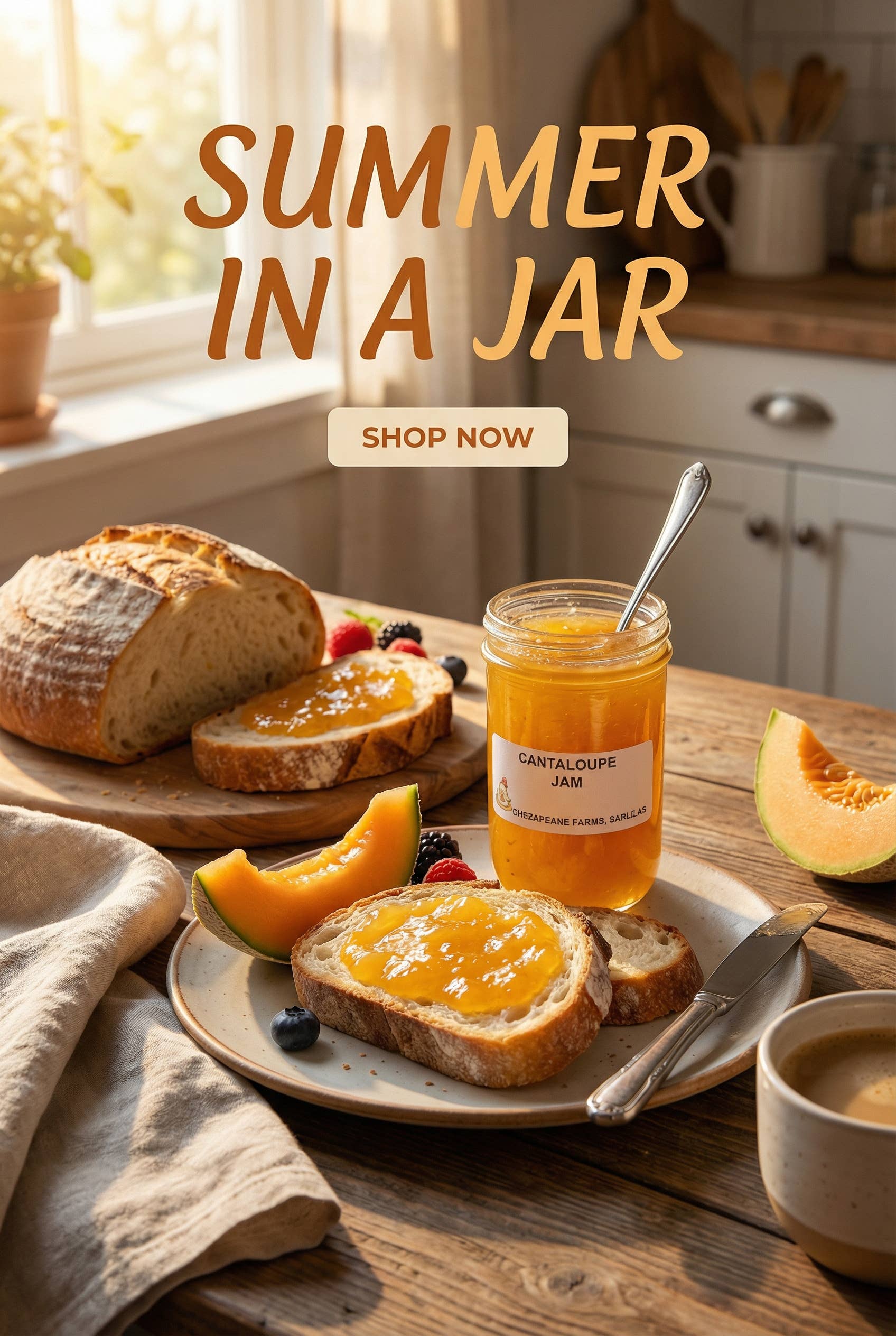 Chesapeake Farms Small-batch Organic Cantaloupe Jam 8oz