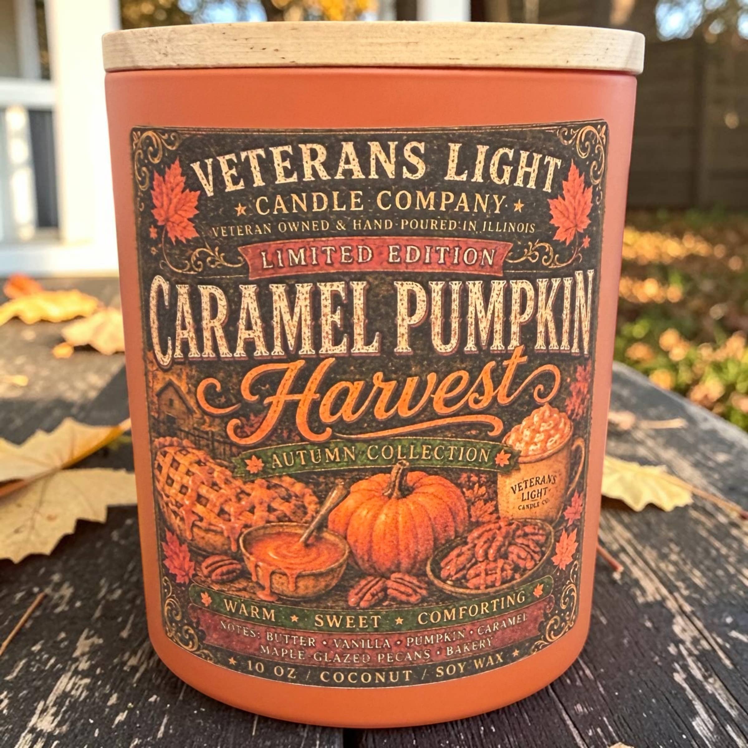 Veterans Light 10oz Candle - Caramel Pumpkin Harvest