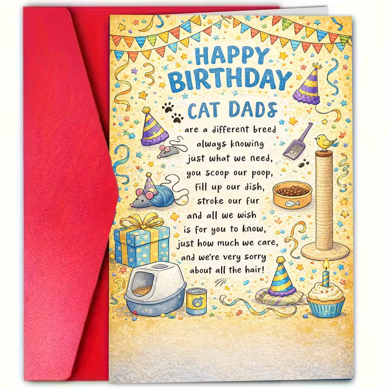 Happy Birthday Cat Dads Greeting Card