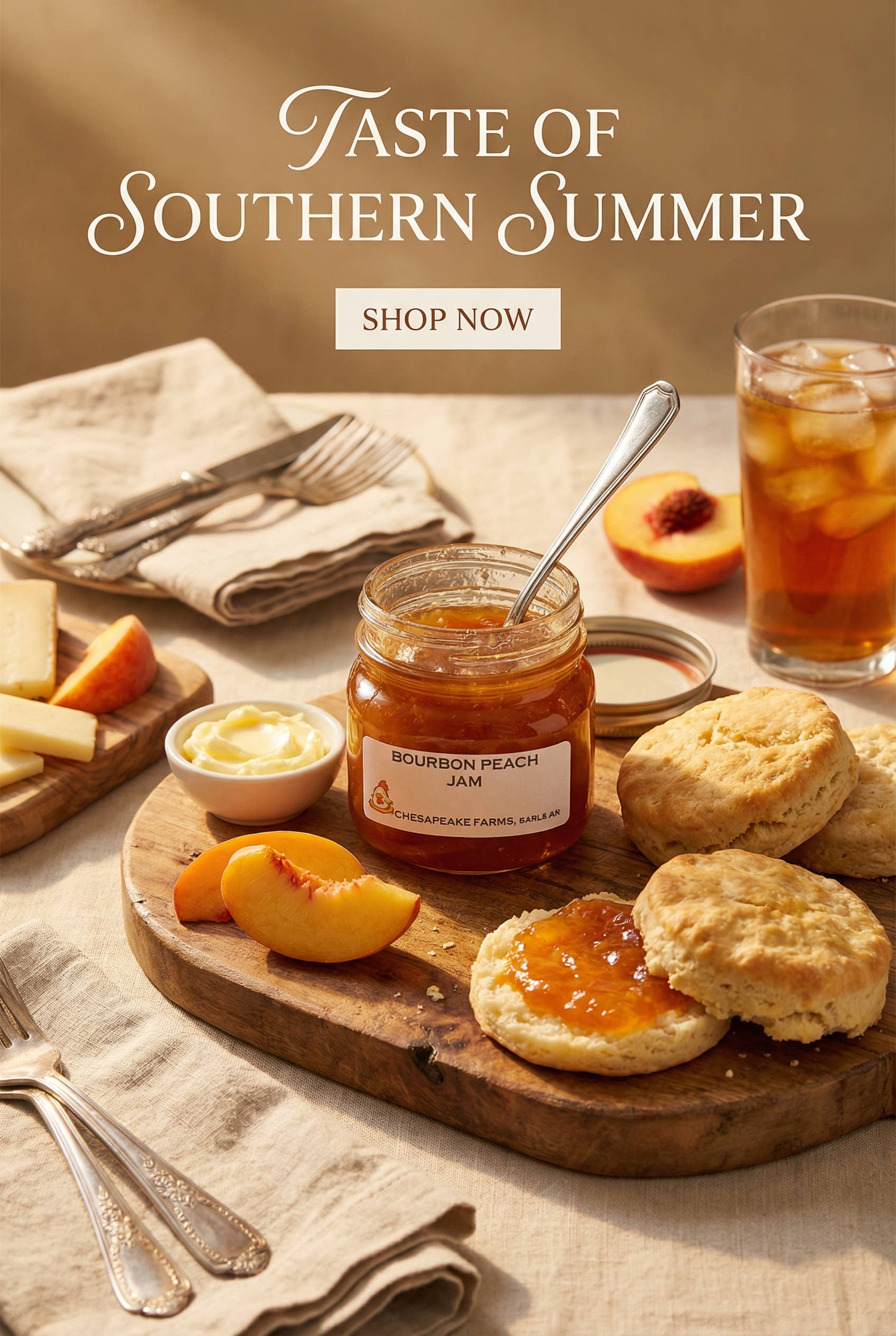 Chesapeake Farms LLC Small-batch Bourbon Peach Jam 8oz