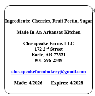 Chesapeake Farms Small-batch Cherry Jam 8oz