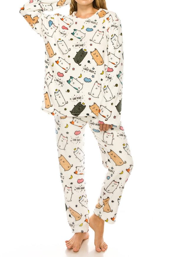 Sleepy Kitty Cat Microfleece Pajama Set
