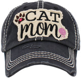 Cat Mom Washed Vintage Ballcap