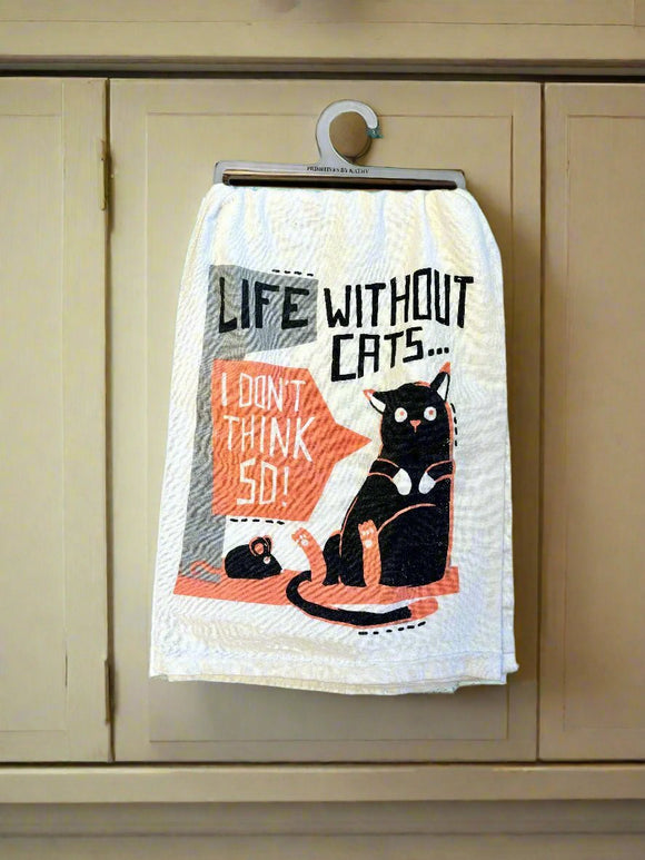 Life Without Cats Tea Towel